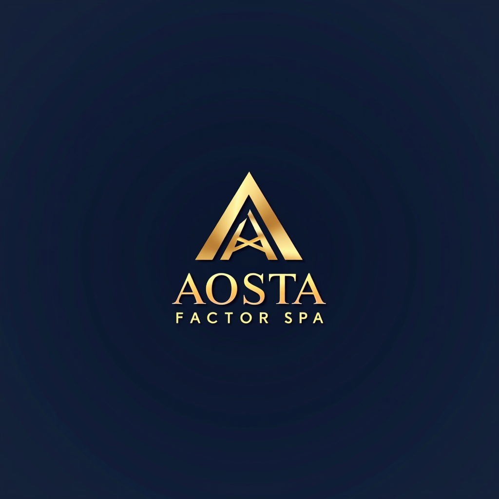 AOSTA FACTOR SPA - Logo aziendale intermediari finanziari con design professionale in blu navy e oro