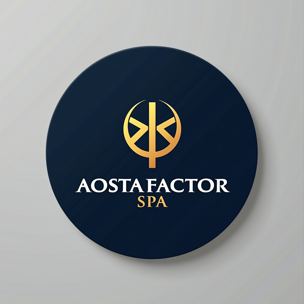 AOSTA FACTOR SPA - Logo aziendale intermediari finanziari con design professionale in blu navy e oro