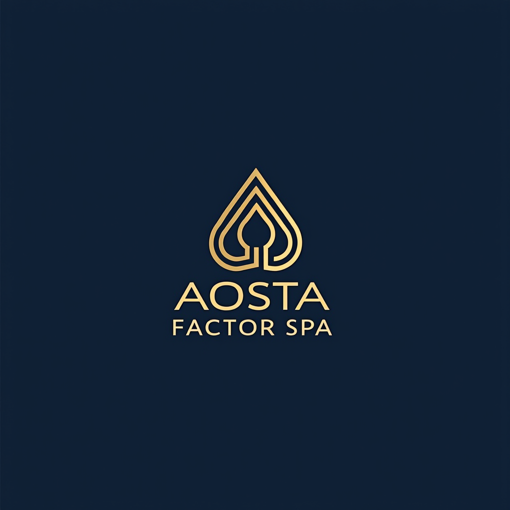AOSTA FACTOR SPA - Logo aziendale intermediari finanziari con design professionale in blu navy e oro