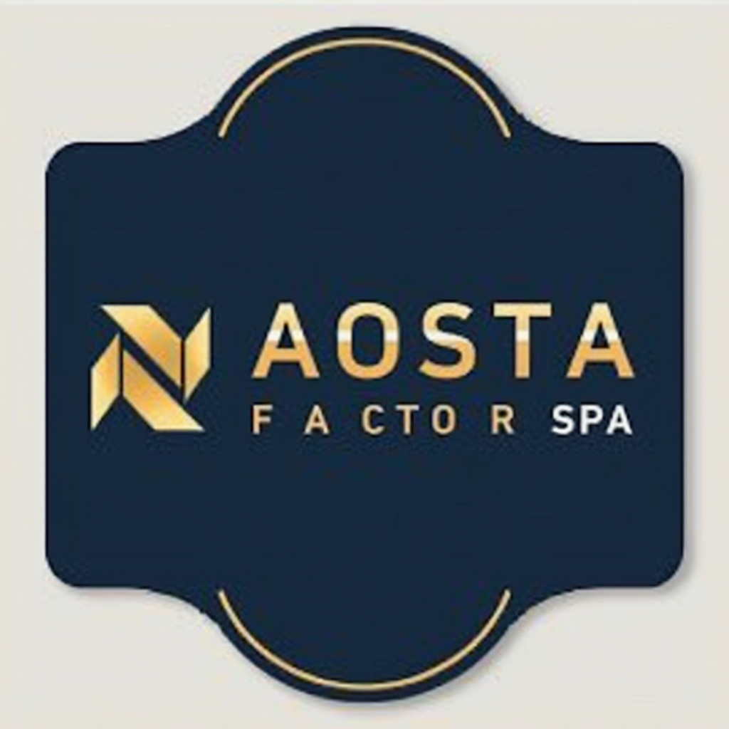 AOSTA FACTOR SPA - Logo aziendale intermediari finanziari con design professionale in blu navy e oro