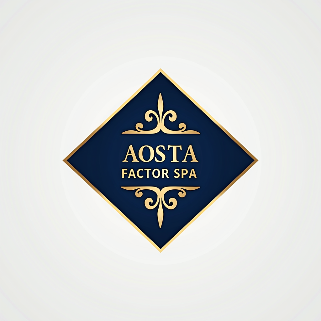 AOSTA FACTOR SPA - Logo aziendale intermediari finanziari con design professionale in blu navy e oro