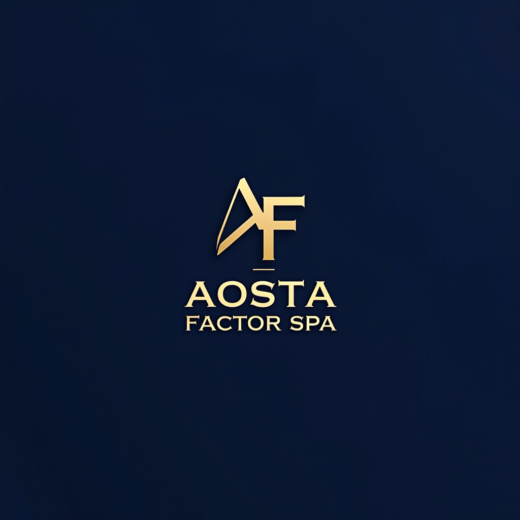AOSTA FACTOR SPA - Logo aziendale intermediari finanziari con design professionale in blu navy e oro