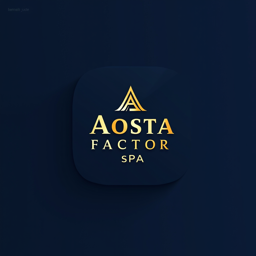AOSTA FACTOR SPA - Logo aziendale intermediari finanziari con design professionale in blu navy e oro