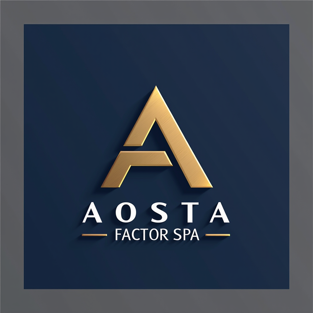 AOSTA FACTOR SPA - Logo aziendale intermediari finanziari con design professionale in blu navy e oro