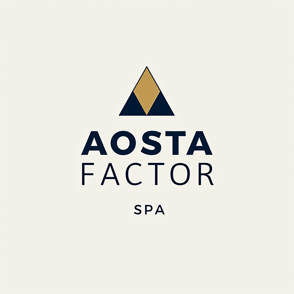 AOSTA FACTOR SPA - Logo aziendale intermediari finanziari con design professionale in blu navy e oro