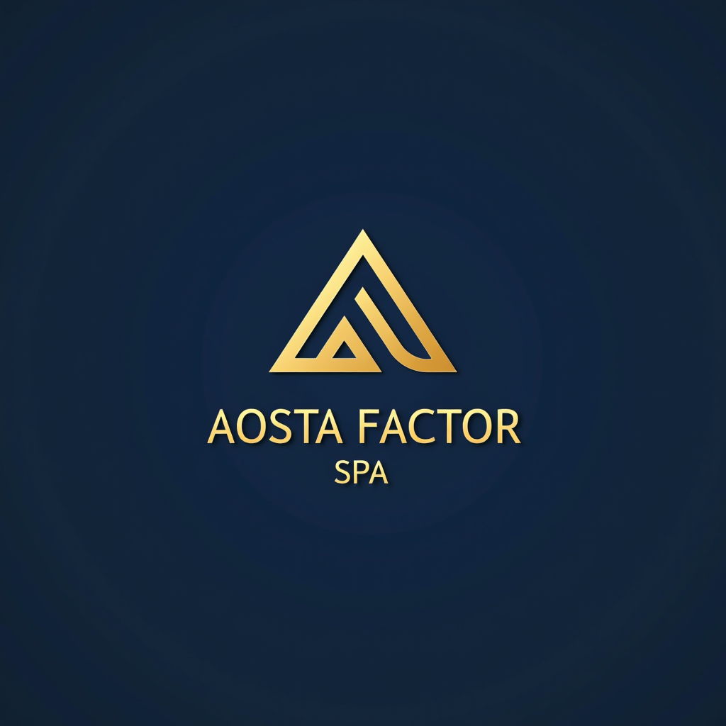 AOSTA FACTOR SPA - Logo aziendale intermediari finanziari con design professionale in blu navy e oro