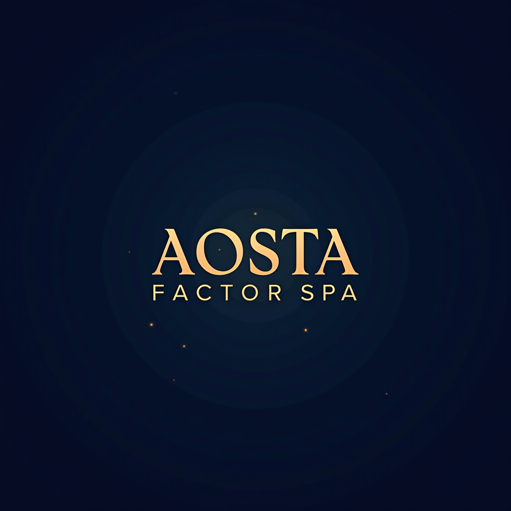 AOSTA FACTOR SPA - Logo aziendale intermediari finanziari con design professionale in blu navy e oro