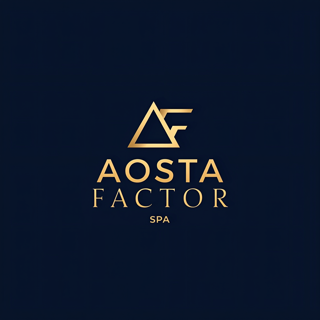 AOSTA FACTOR SPA - Logo aziendale intermediari finanziari con design professionale in blu navy e oro