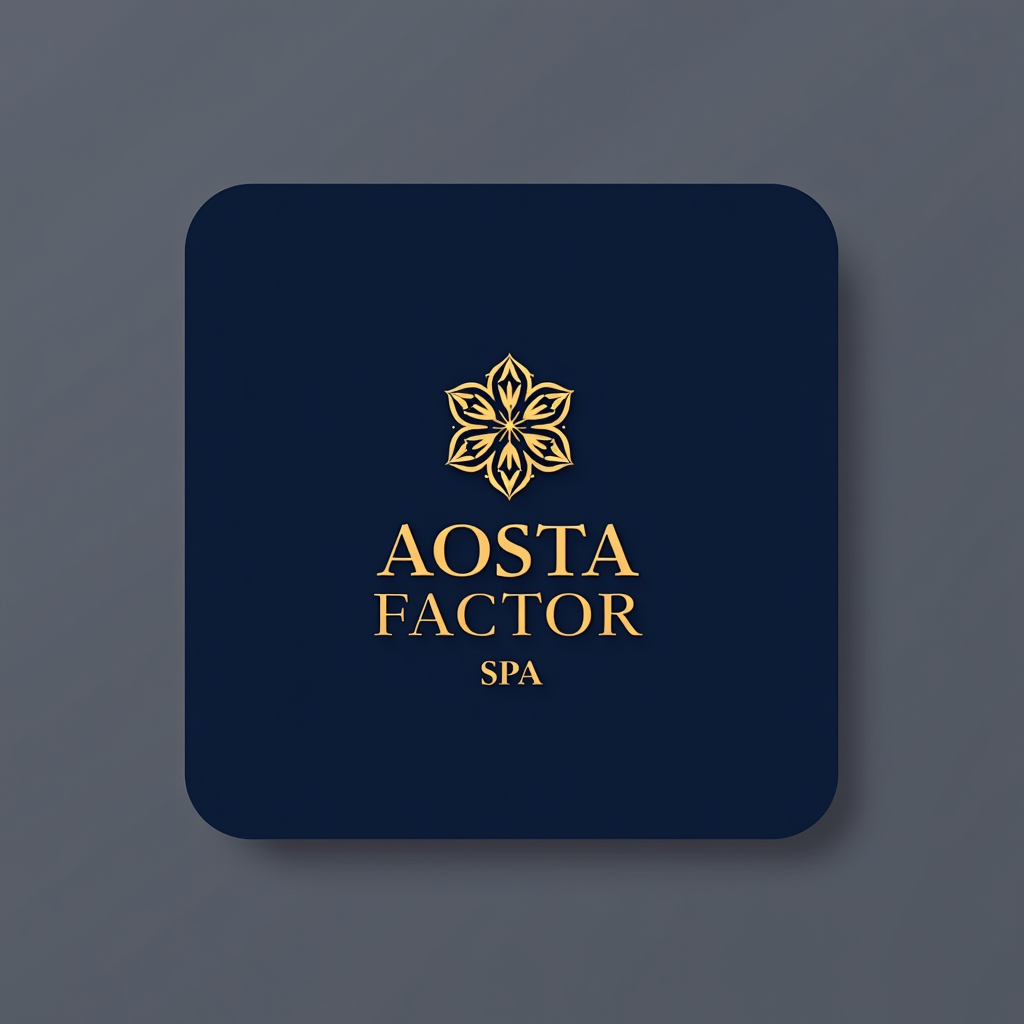 AOSTA FACTOR SPA - Logo aziendale intermediari finanziari con design professionale in blu navy e oro