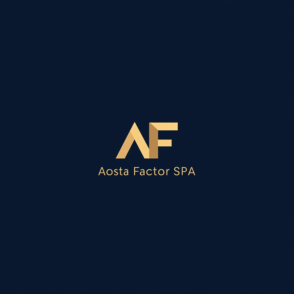 AOSTA FACTOR SPA - Logo aziendale intermediari finanziari con design professionale in blu navy e oro